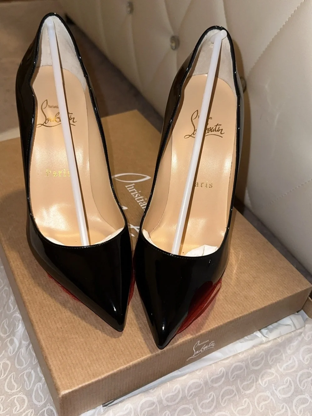 Christian Louboutin Black Patent Pointed Toe Stiletto Pumps